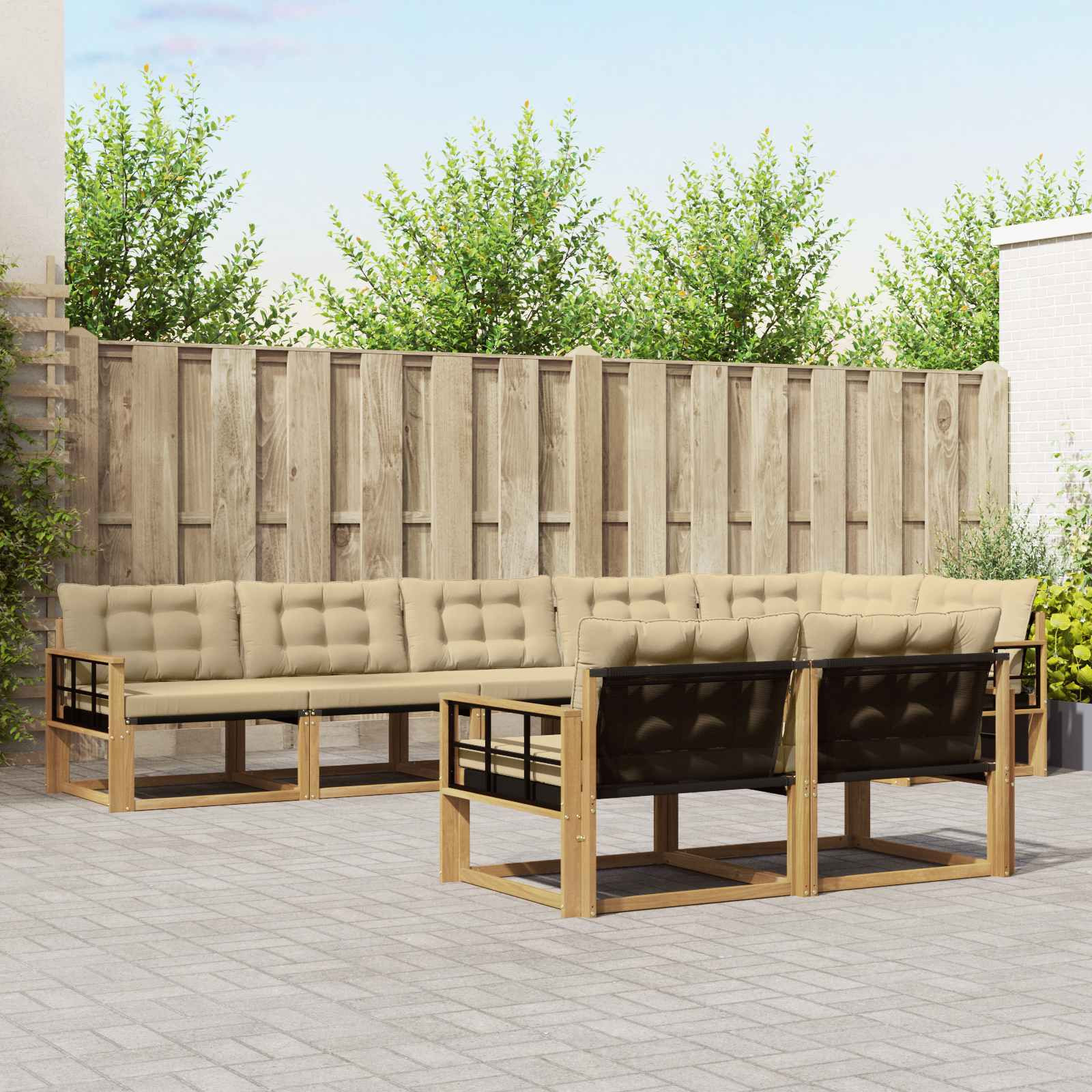 vidaXL Outdoor-Sofagarnitur mit Kissen 8 pcs Weiß und Beige