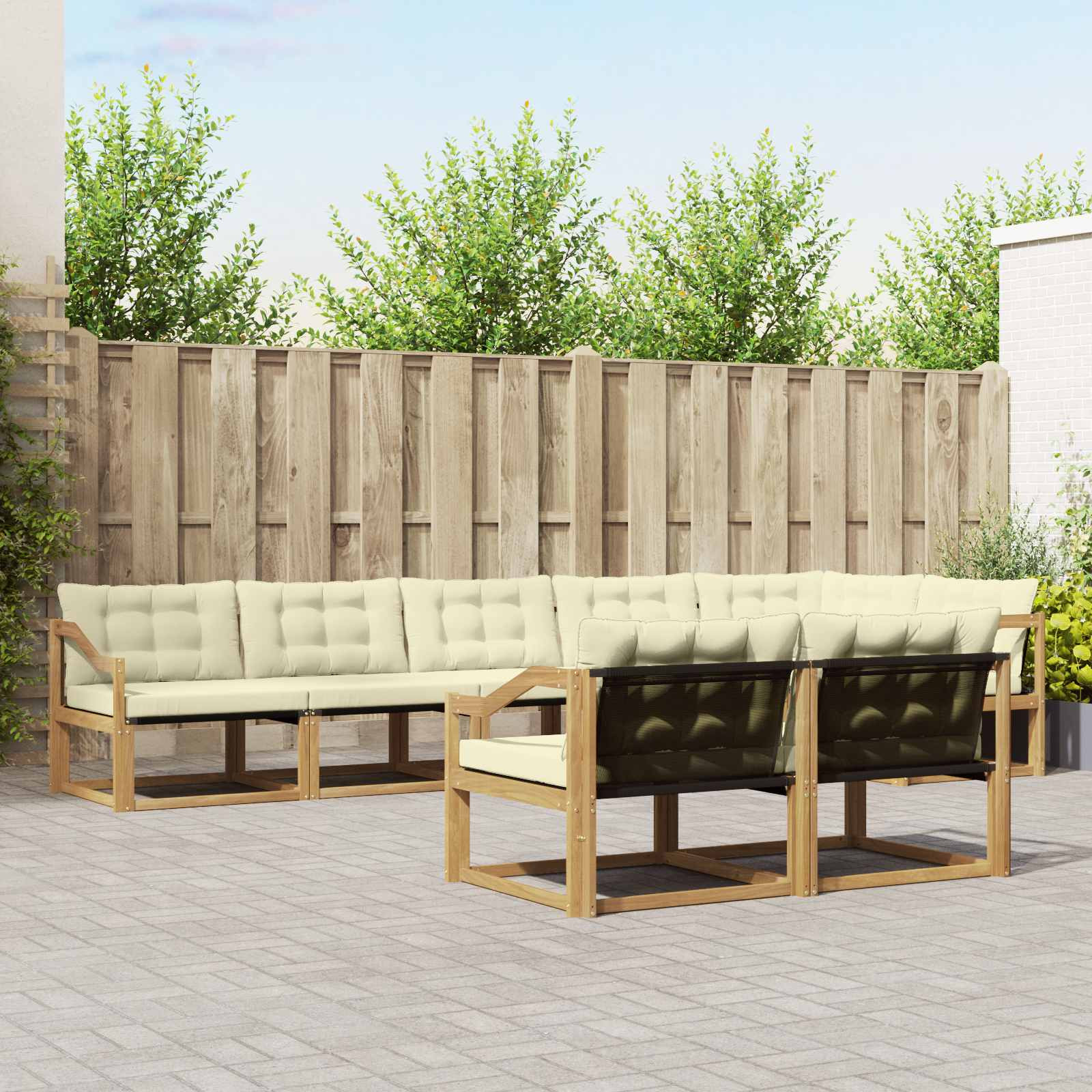 vidaXL Outdoor-Sofagarnitur mit Kissen 8 pcs Weiß und Creme