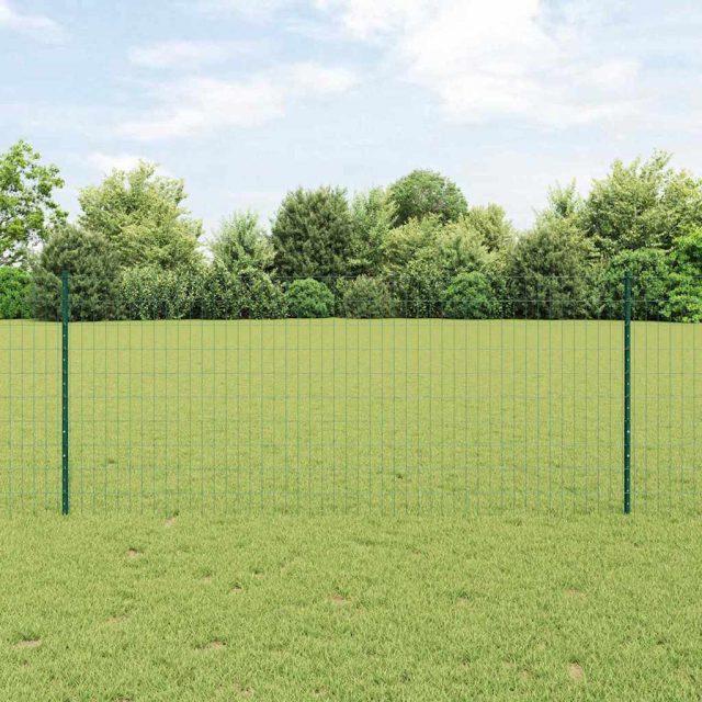 vidaXL Euro-Zaun mit Pfosten 10 x 1 m PVC-beschichteter Stahl Grün