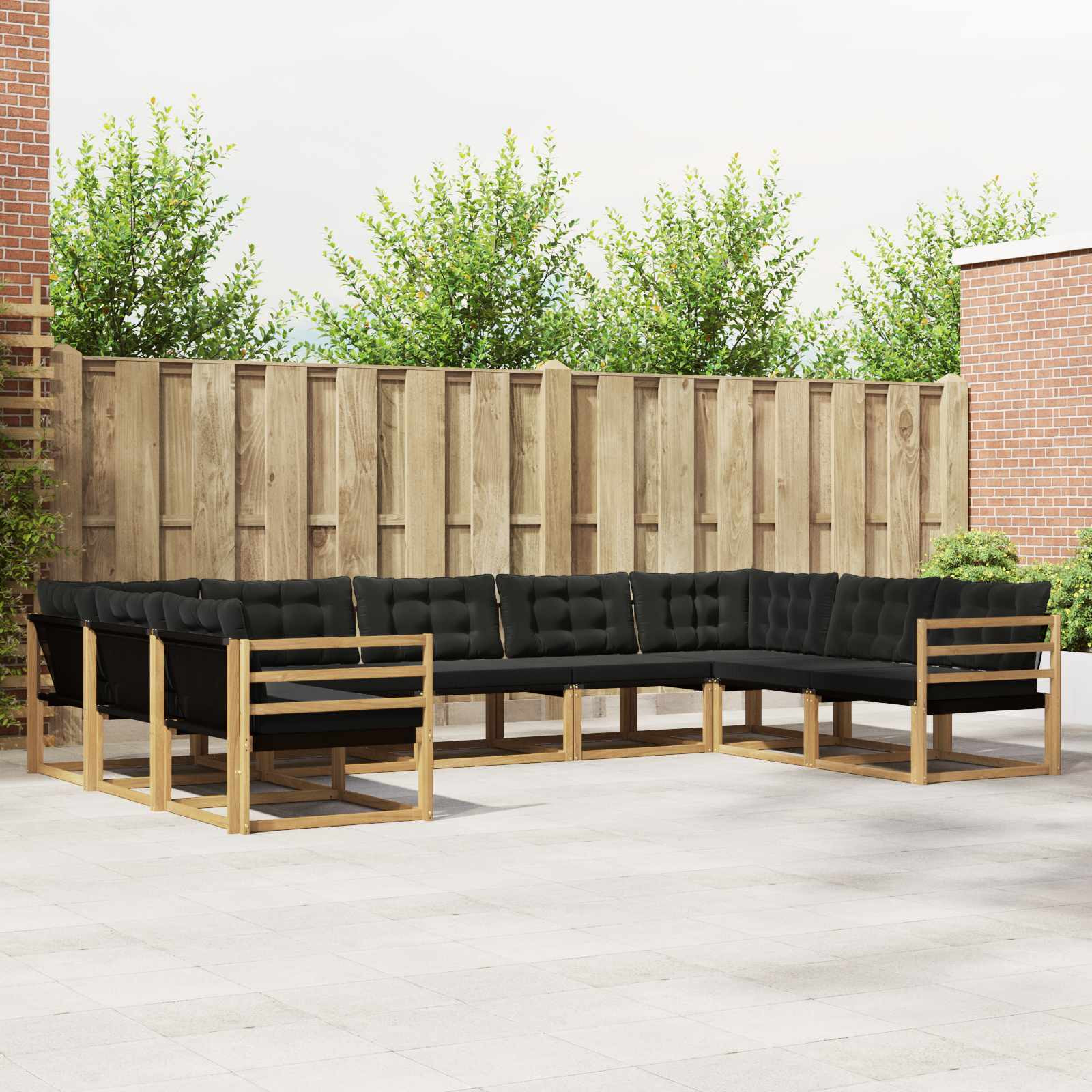 vidaXL Outdoor-Sofagarnitur mit Kissen 9 pcs Weiß und Schwarz