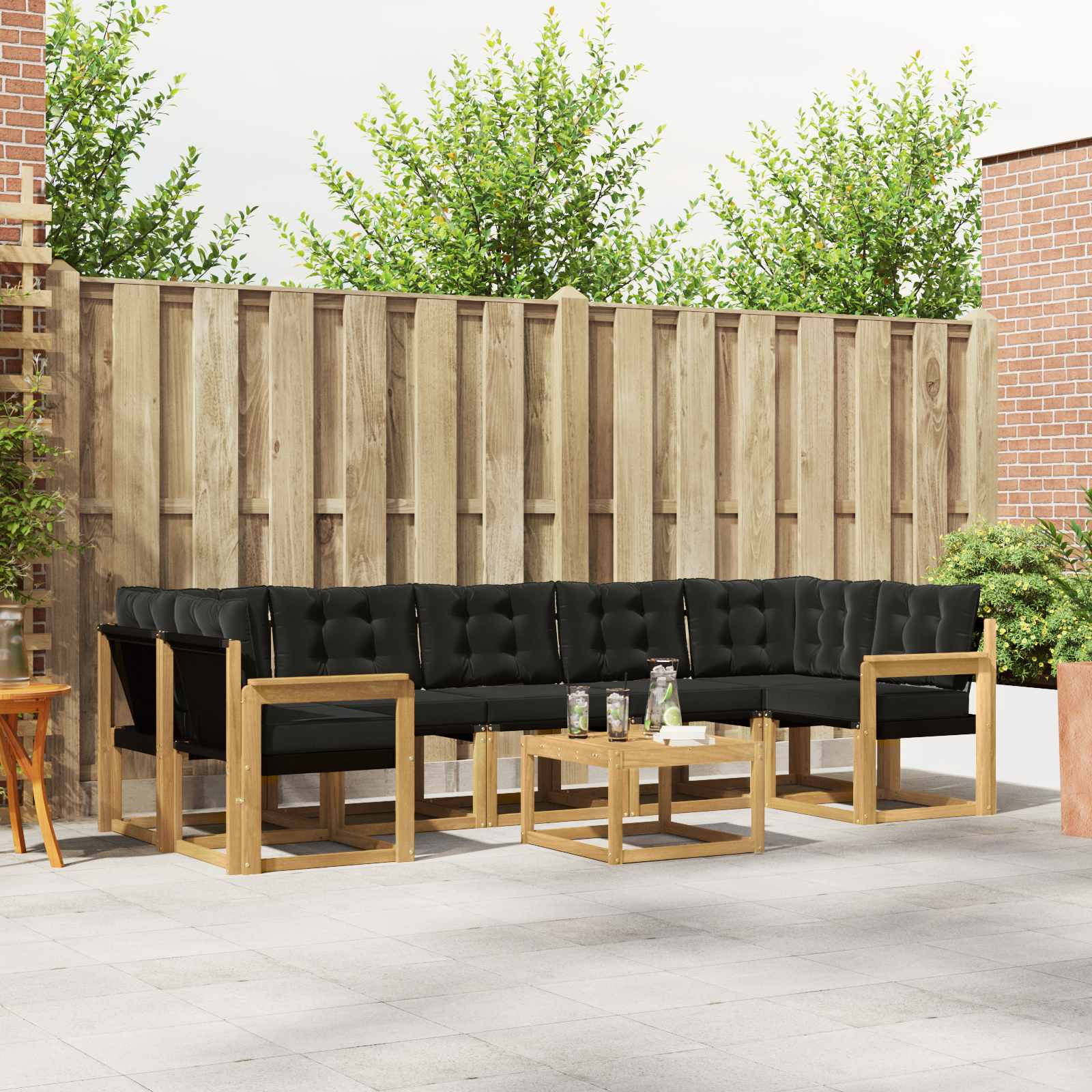 vidaXL Outdoor-Sofagarnitur mit Kissen 8 pcs Weiß und Schwarz
