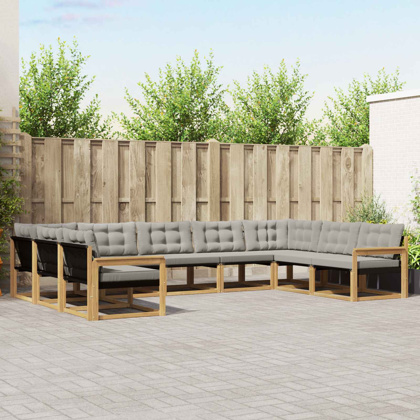 vidaXL Outdoor-Sofagarnitur mit Kissen 9 pcs Weiß und Hellgrau