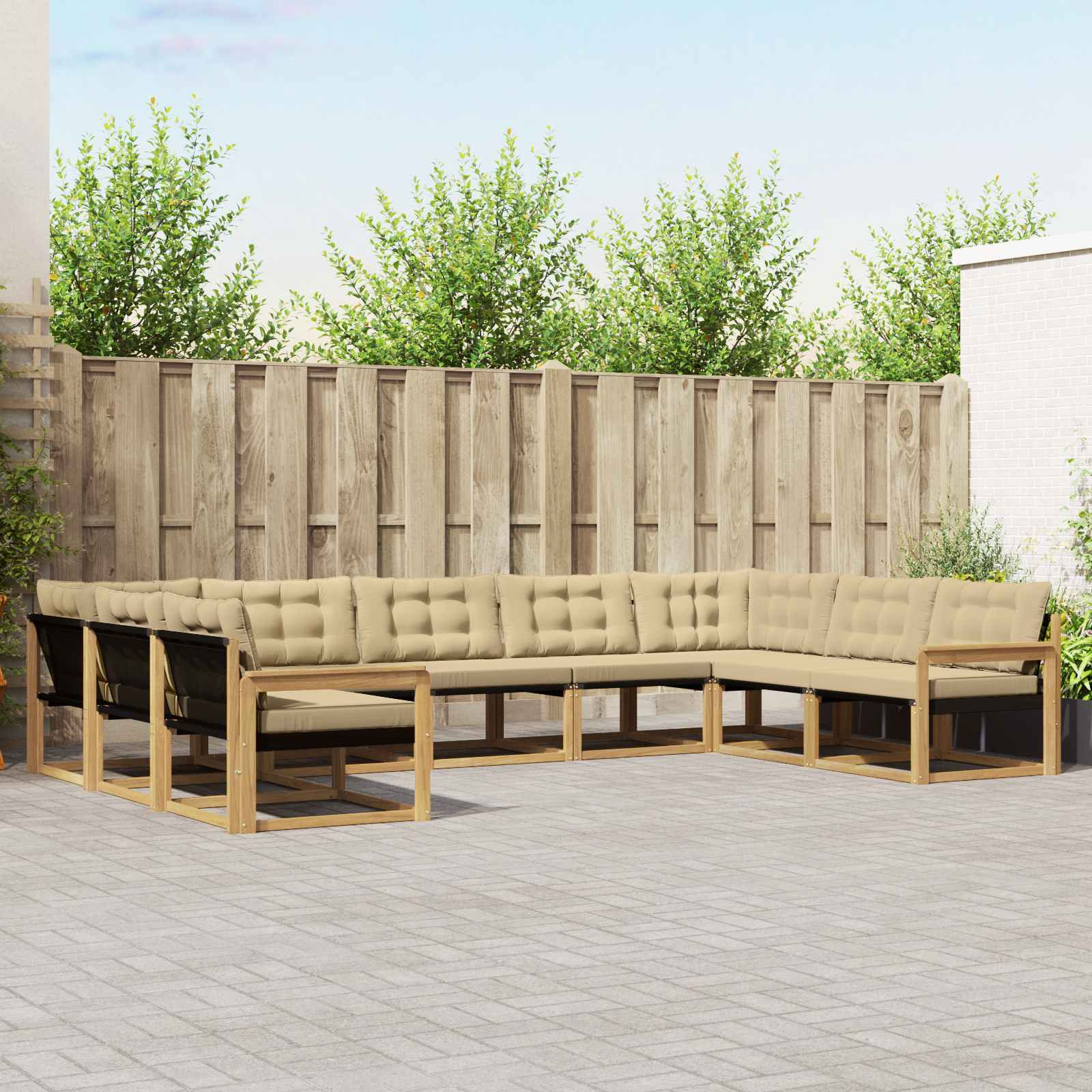vidaXL Outdoor-Sofagarnitur mit Kissen 9 pcs Weiß und Beige