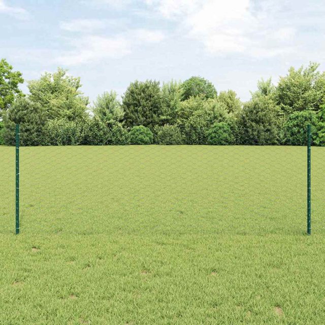 vidaXL Sechseckzaun mit Pfosten 50 x 0,8 m PVC-beschichteter Stahl
