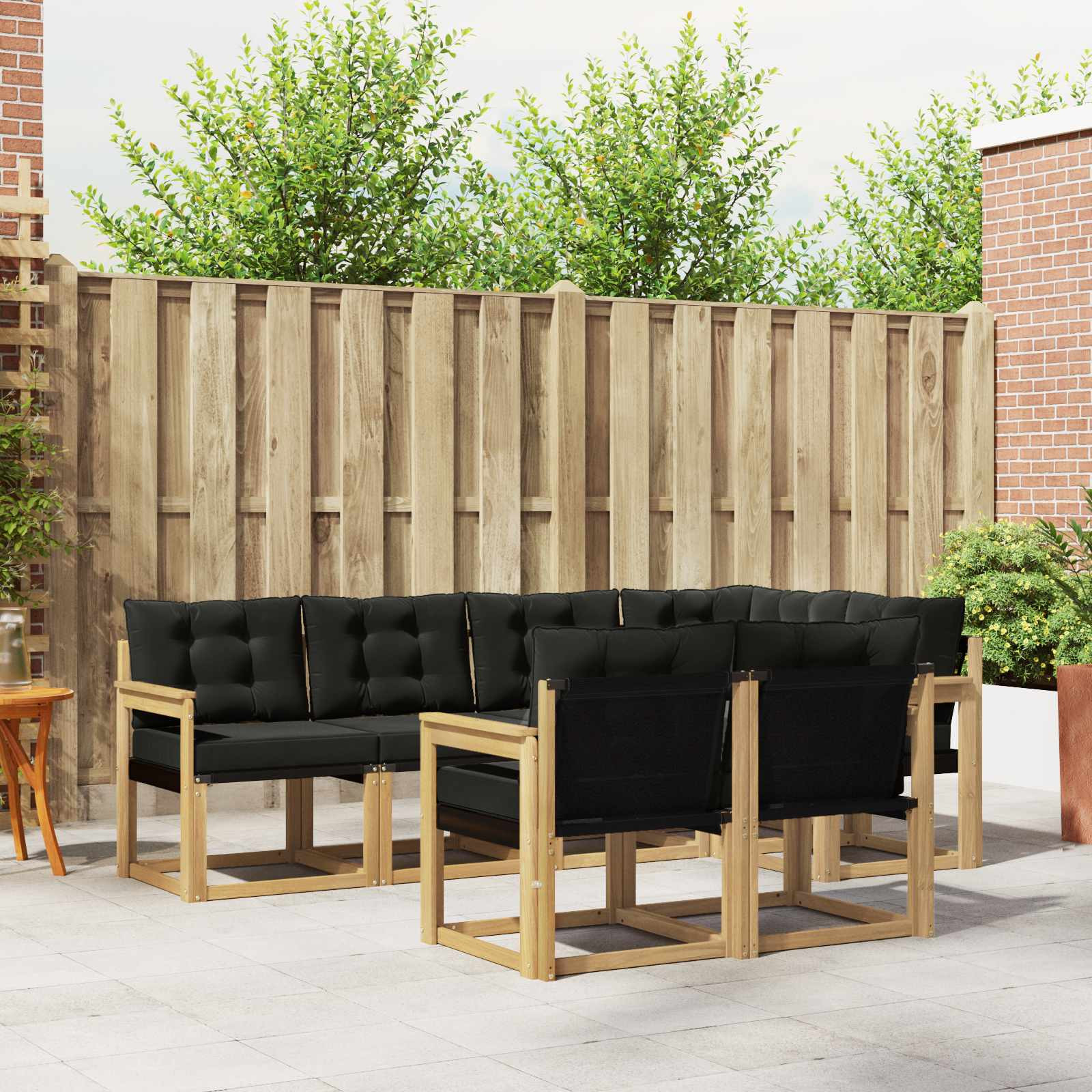 vidaXL Outdoor-Sofagarnitur mit Kissen 7 pcs Weiß und Schwarz