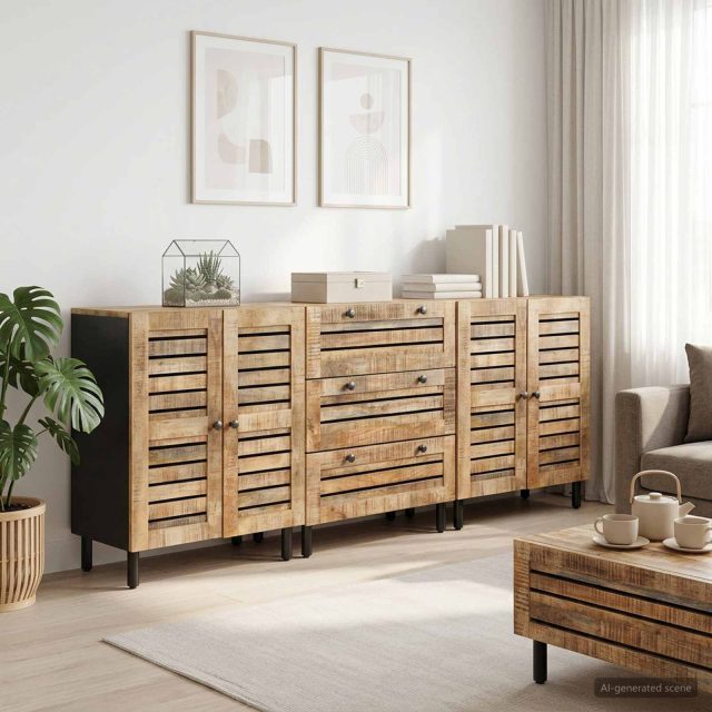 vidaXL Stauraumschränke 3 Stk. 180 x 33 x 75 cm Massivholz Mango Natur