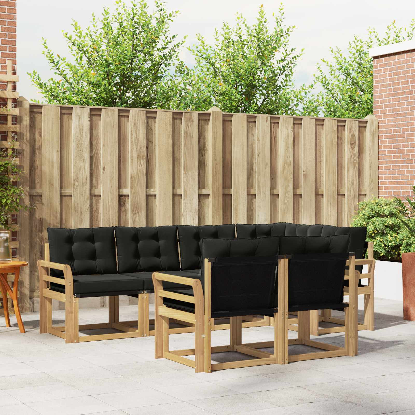vidaXL Outdoor-Sofagarnitur mit Kissen 7 pcs Weiß und Schwarz