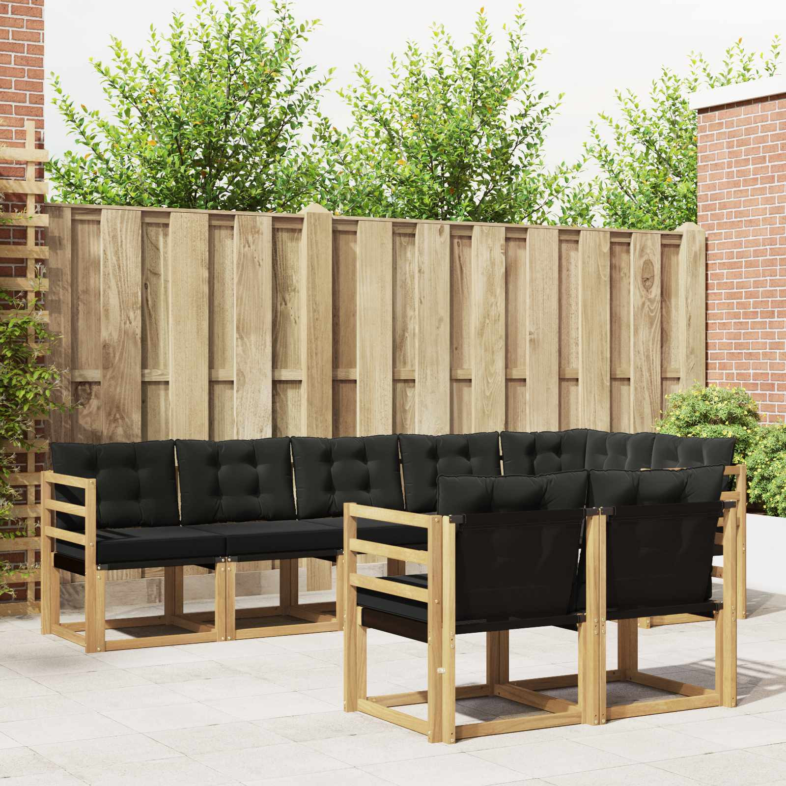 vidaXL Outdoor-Sofagarnitur mit Kissen 8 pcs Weiß und Schwarz