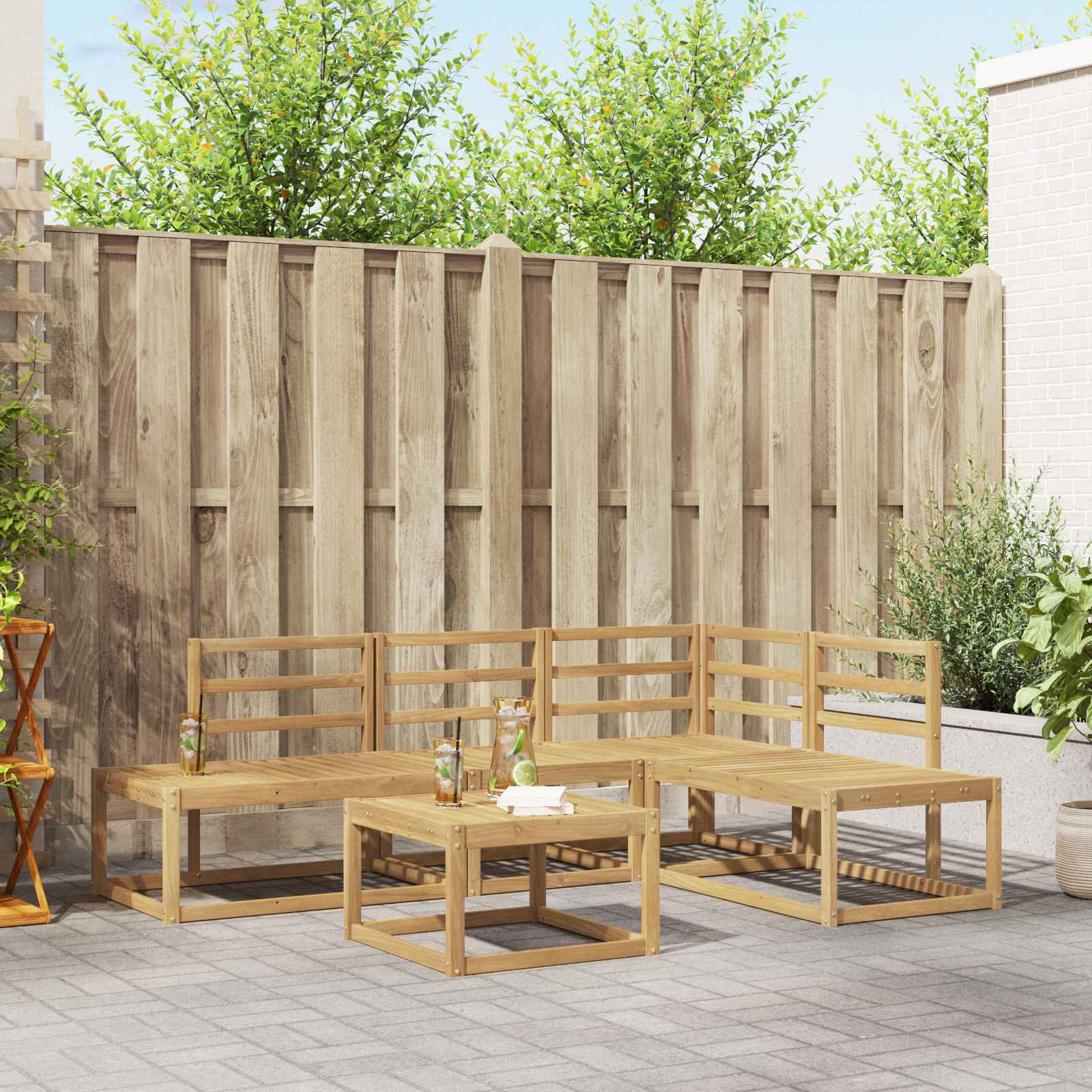 vidaXL Outdoor-Sofagarnitur 5 Stück Weiß