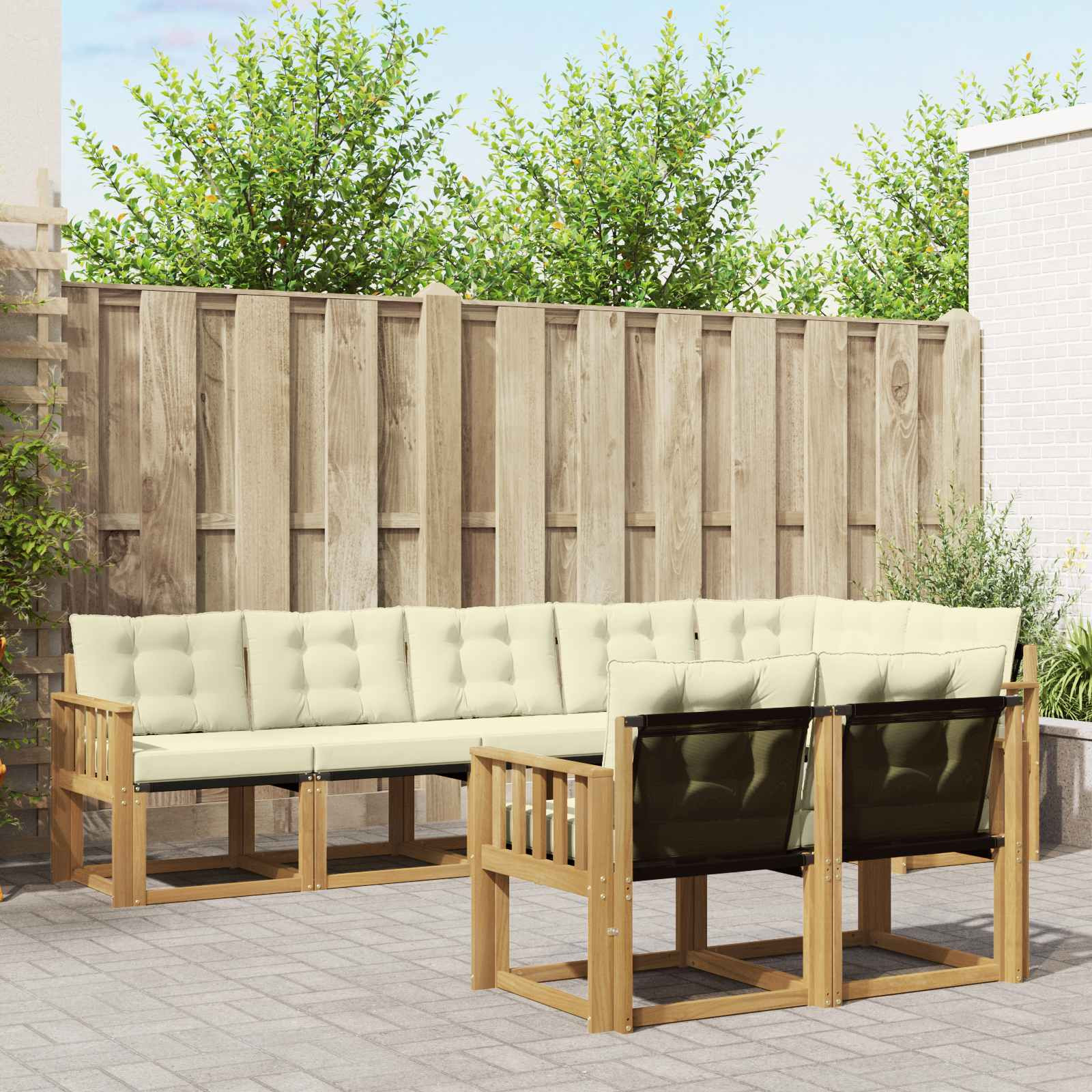 vidaXL Outdoor-Sofagarnitur mit Kissen 8 pcs Weiß und Creme