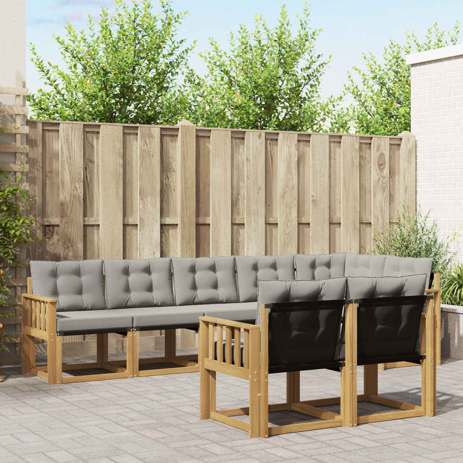vidaXL Outdoor-Sofagarnitur mit Kissen 8 pcs Weiß und Hellgrau