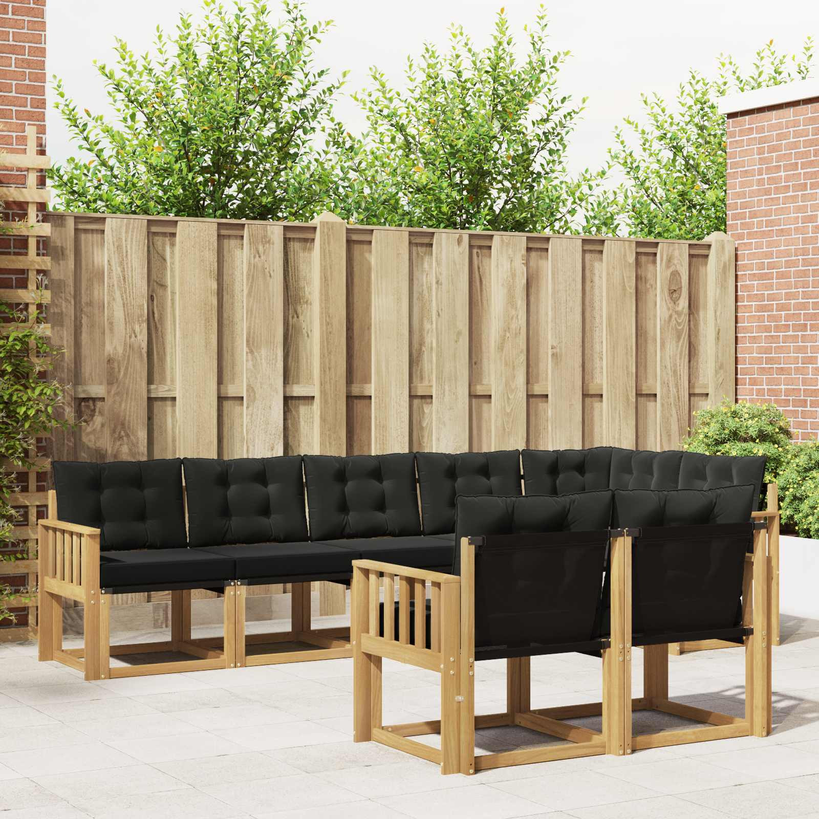 vidaXL Outdoor-Sofagarnitur mit Kissen 8 pcs Weiß und Schwarz