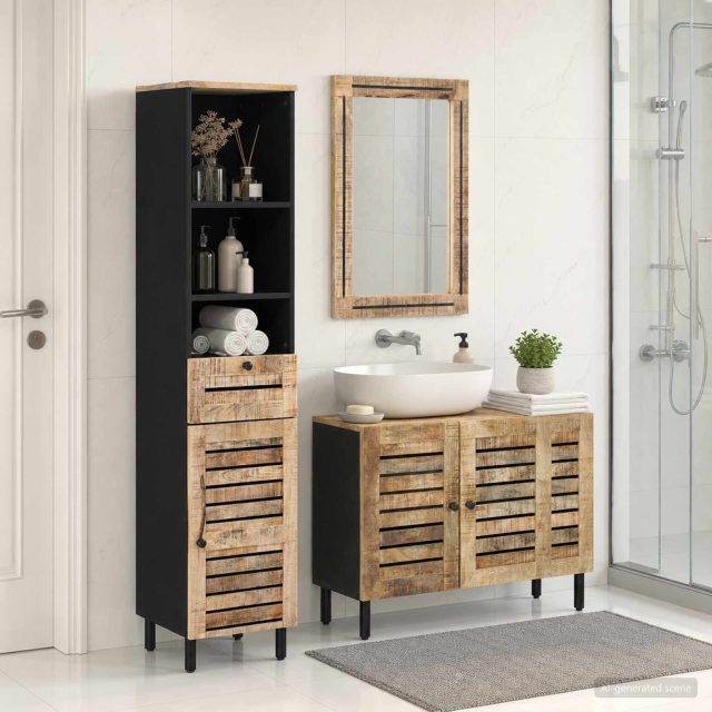 vidaXL Badezimmerschrank-Set 3 Stk. Natur 38 x 33 x 160 cm