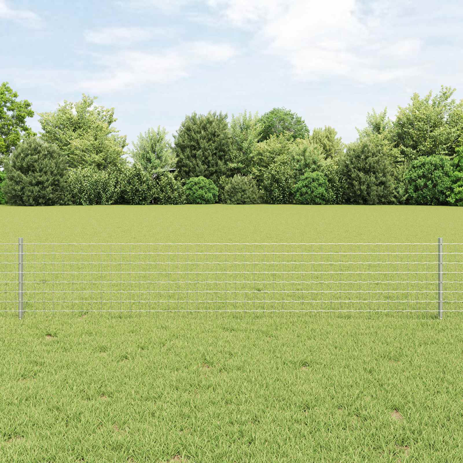 vidaXL Euro-Zaun mit Pfosten 50 x 0,4 m Verzinkter Stahl Silber Netz