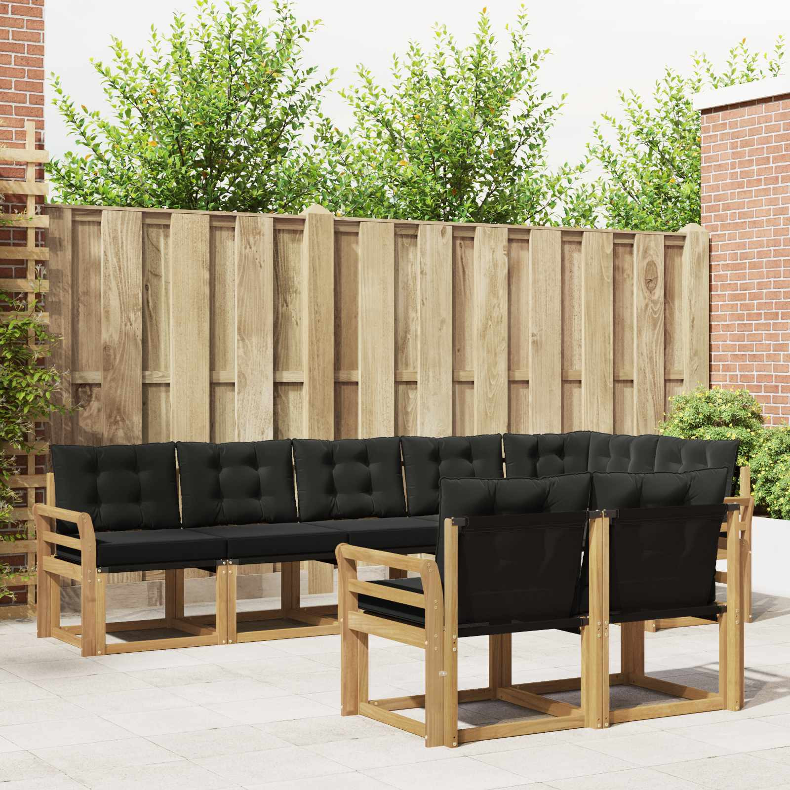 vidaXL Outdoor-Sofagarnitur mit Kissen 8 pcs Weiß und Schwarz