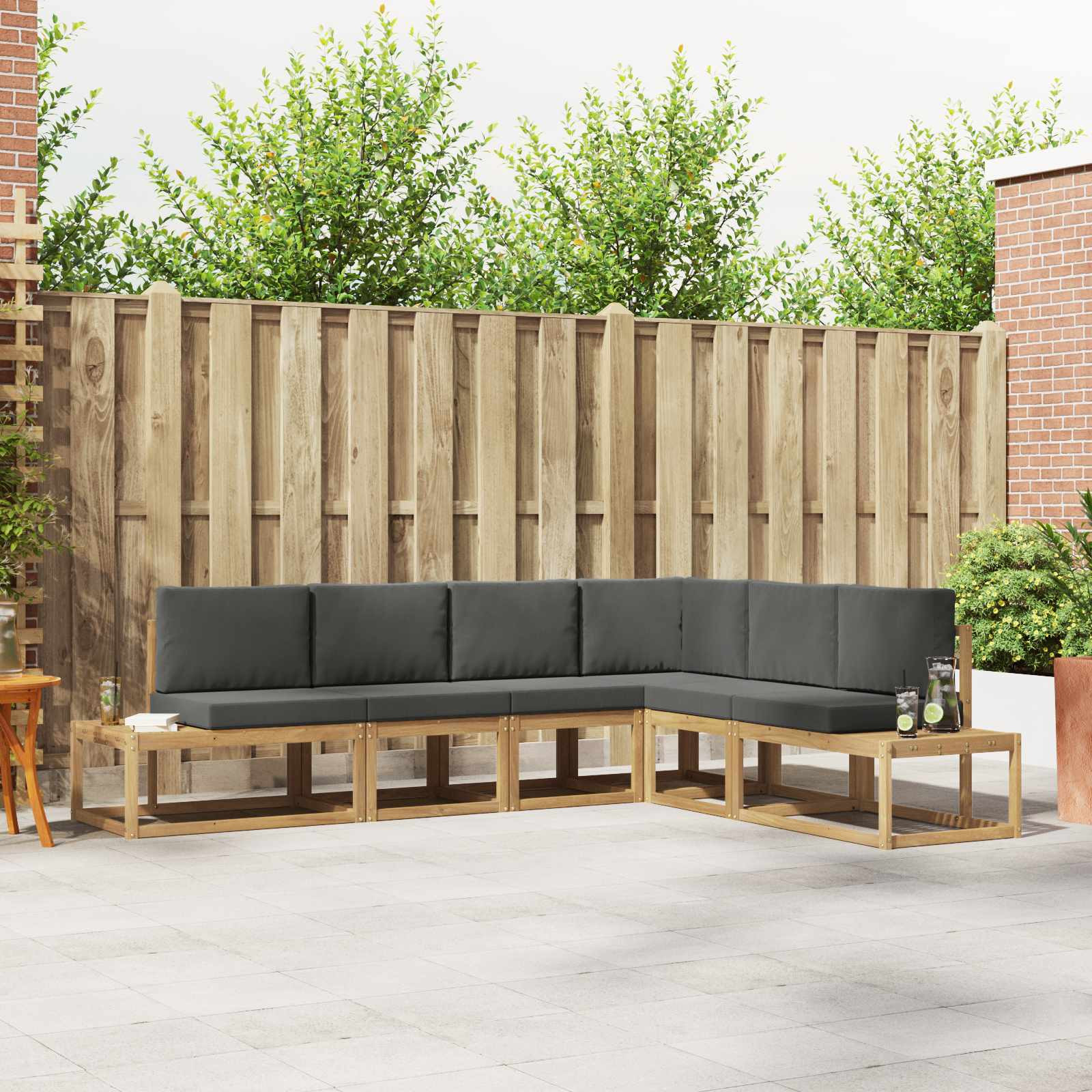 vidaXL Outdoor-Sofagarnitur 4 Stück Weiß und Anthrazit Polyester