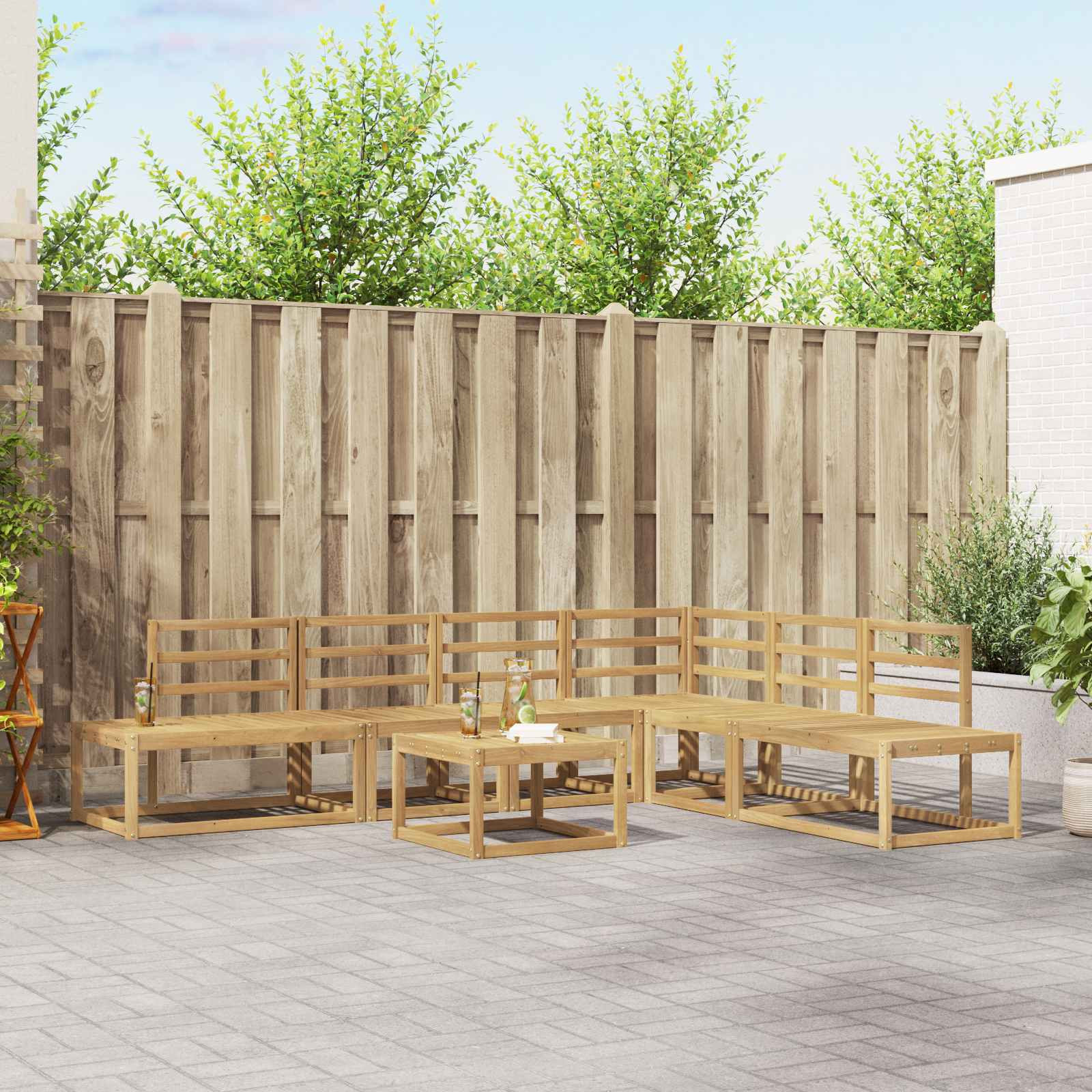 vidaXL Outdoor-Sofagarnitur 7 Stück Weiß