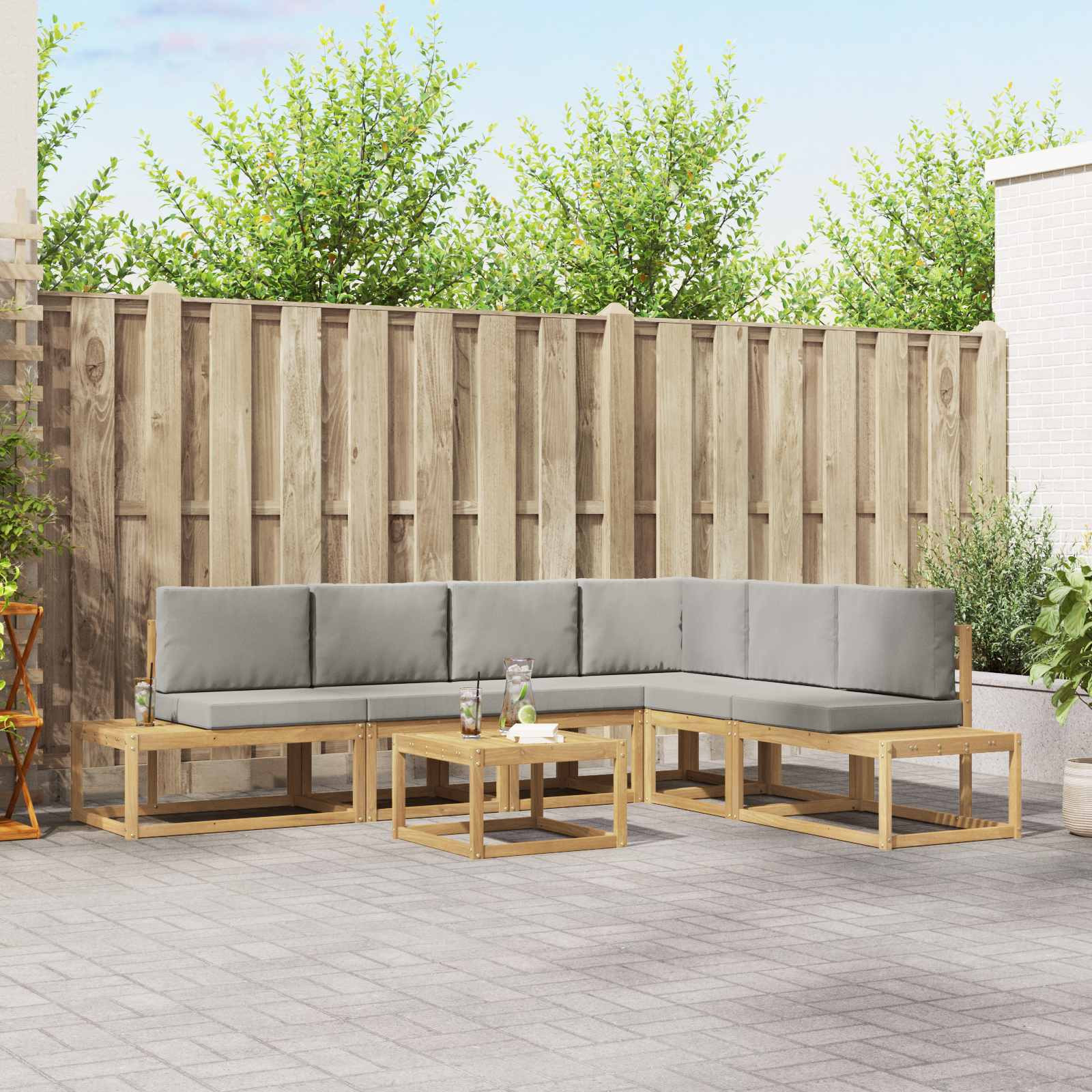 vidaXL Outdoor-Sofagarnitur mit Kissen 7 Stück Weiß