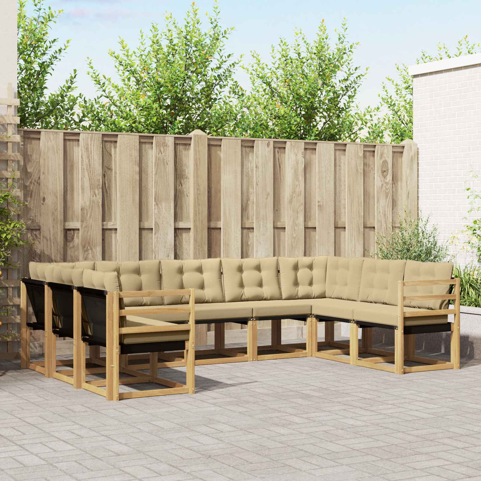 vidaXL Outdoor-Sofagarnitur mit Kissen 9 pcs Weiß und Beige