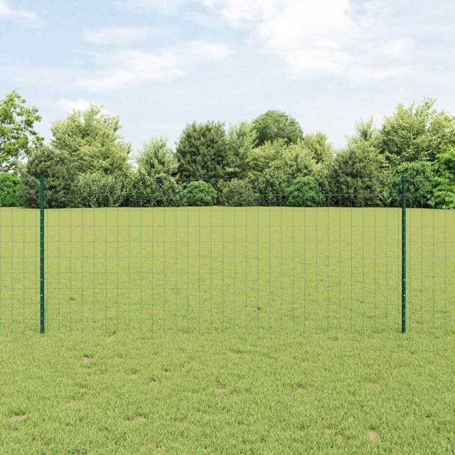 vidaXL Euro-Zaun mit Pfosten 10 x 1 m PVC-beschichteter Stahl Grün