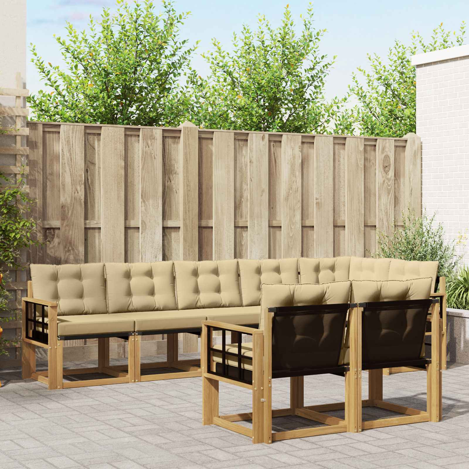 vidaXL Outdoor-Sofagarnitur mit Kissen 8 pcs Weiß und Beige