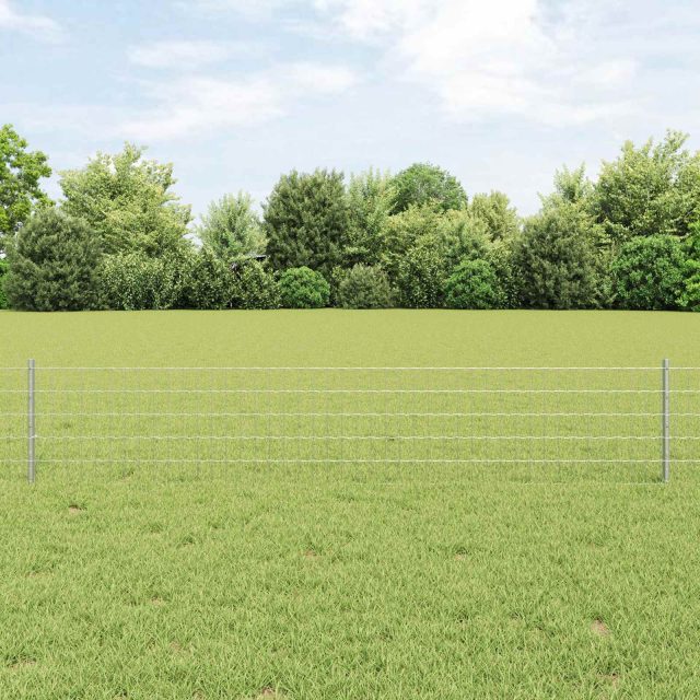 vidaXL Euro-Zaun mit Pfosten 50 x 0,4 m Verzinkter Stahl Silber Netz