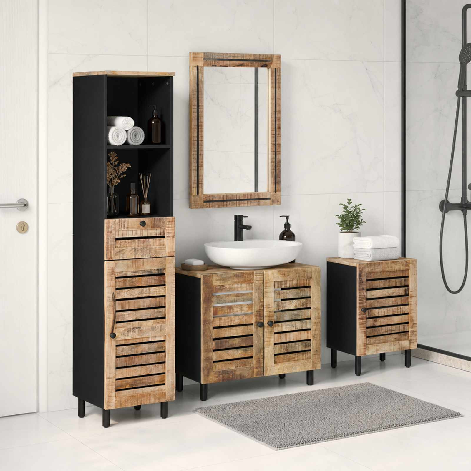 vidaXL Badezimmerschrank-Set 4 Stk. Natur 38 x 33 x 160 cm