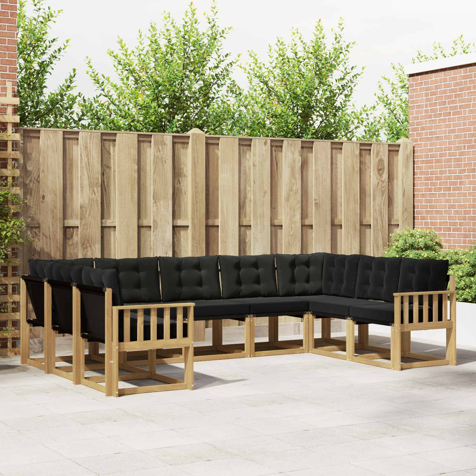 vidaXL Outdoor-Sofagarnitur mit Kissen 9 pcs Weiß und Schwarz