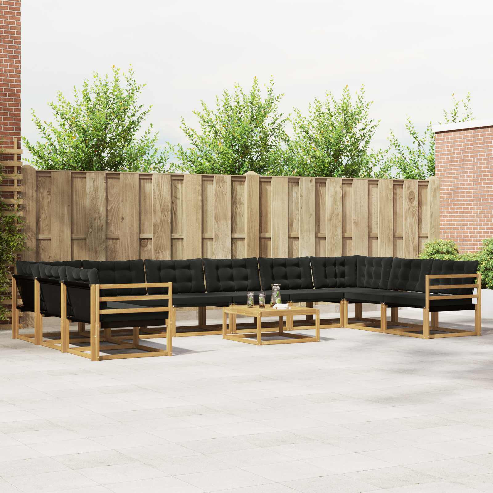 vidaXL Outdoor-Sofagarnitur 11 Stk. Weiß und Schwarz