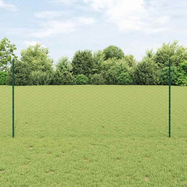 vidaXL Sechseckzaun mit Pfosten 50 x 1,2 m PVC-beschichteter Stahl