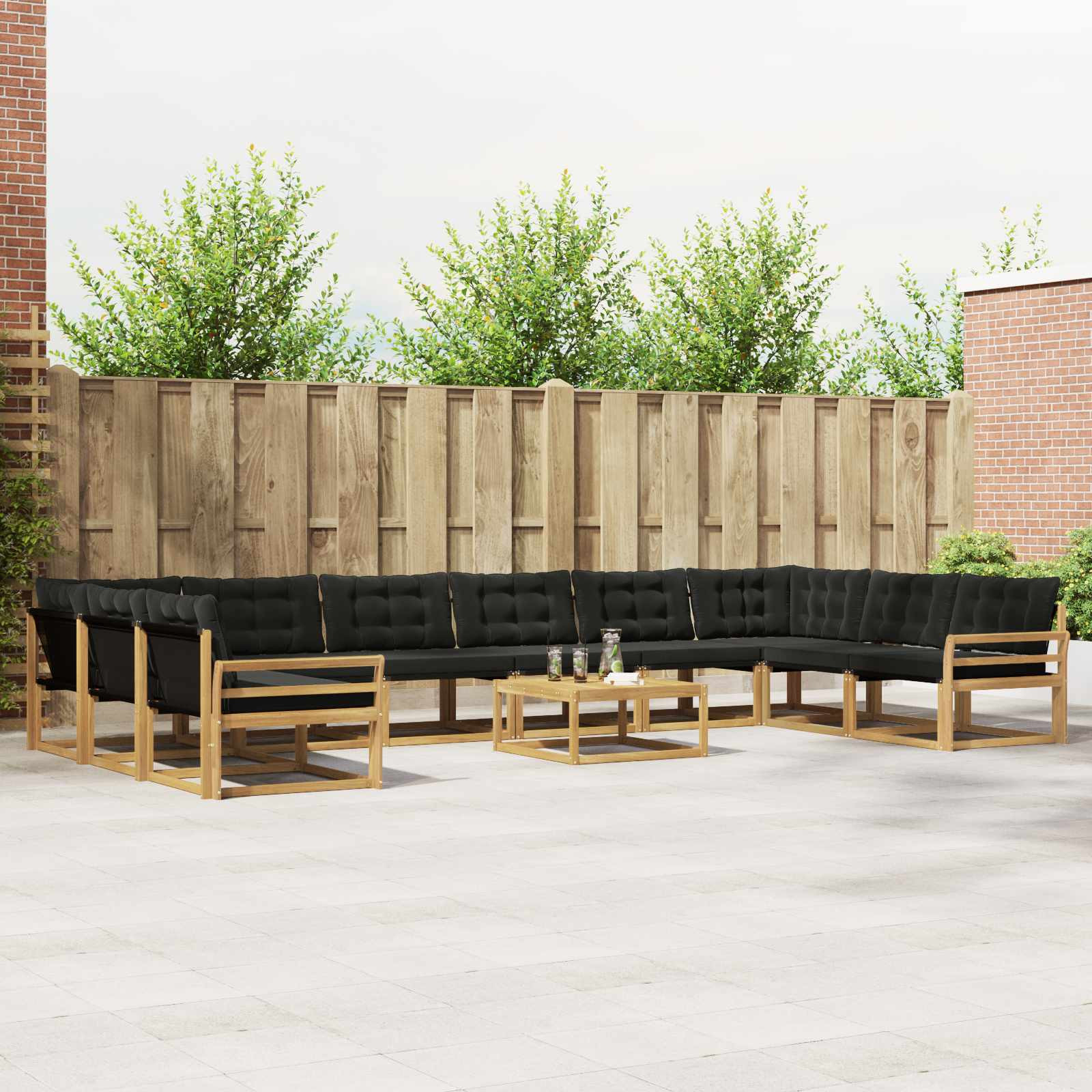vidaXL Outdoor-Sofagarnitur 11 Stk. Weiß und Schwarz