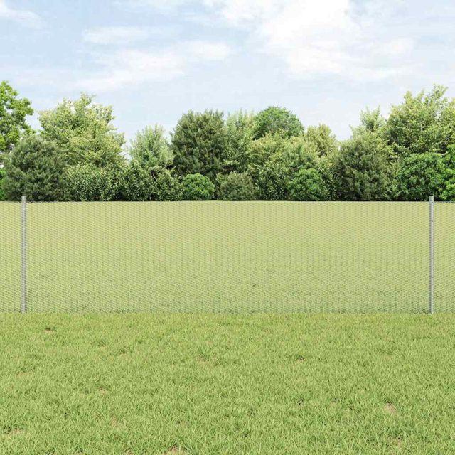 vidaXL Sechseckzaun mit Pfosten 50 x 0,6 m Verzinkter Stahl Silber