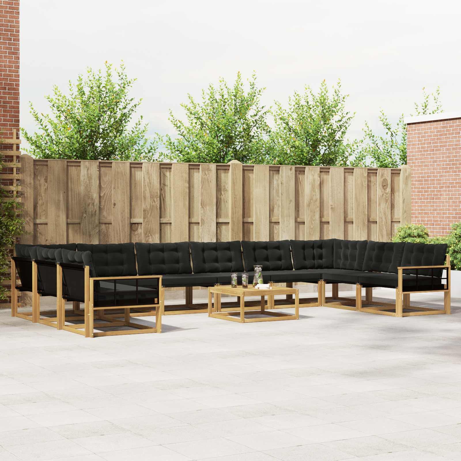 vidaXL Outdoor-Sofagarnitur 11 Stk. Weiß und Schwarz