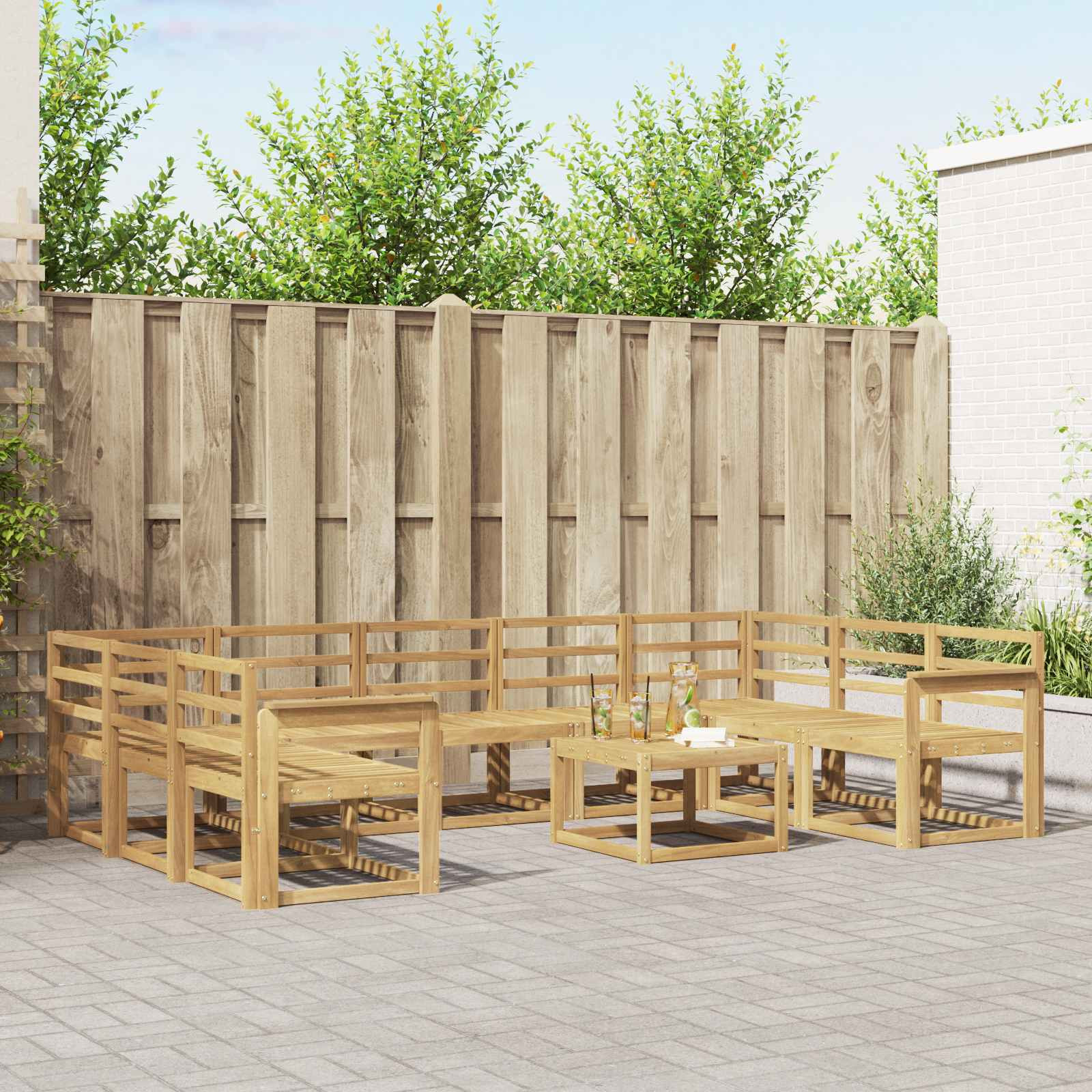 vidaXL Outdoor-Sofagarnitur 10 pcs Weiß Massivholz Akazie
