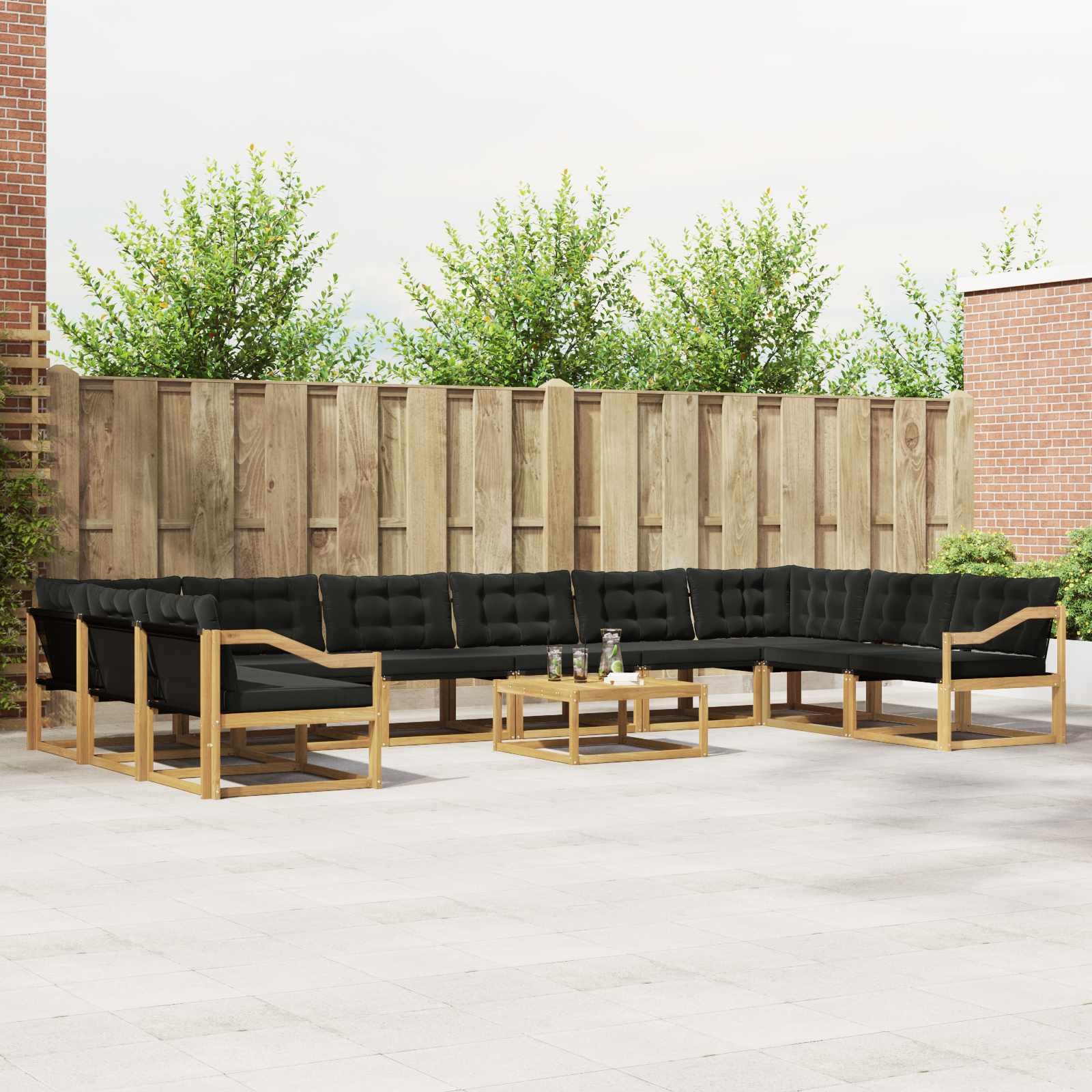vidaXL Outdoor-Sofagarnitur 11 Stk. Weiß und Schwarz