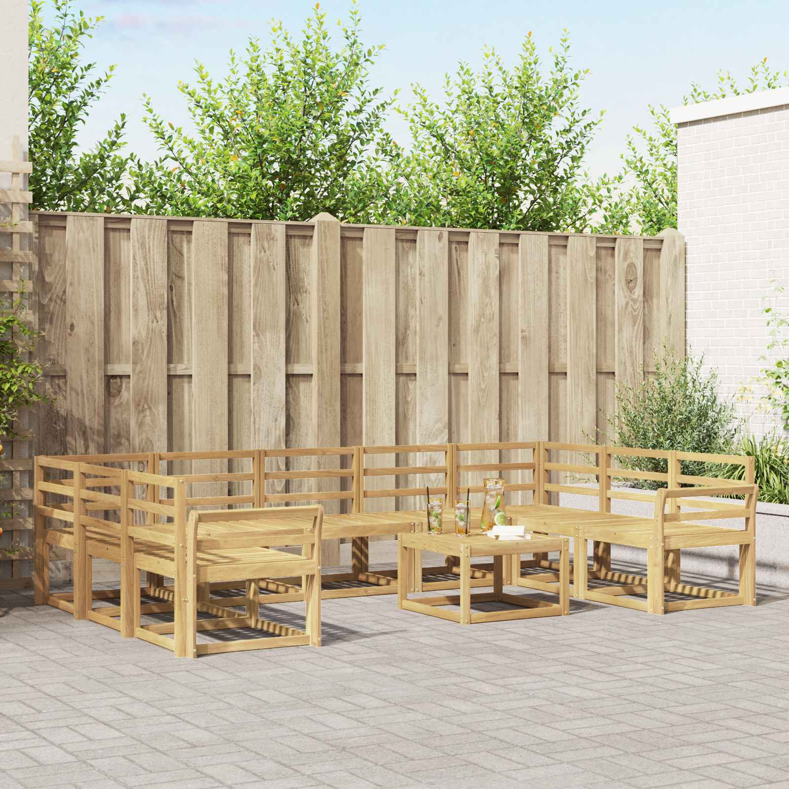 vidaXL Outdoor-Sofagarnitur 10 pcs Weiß Massivholz Akazie