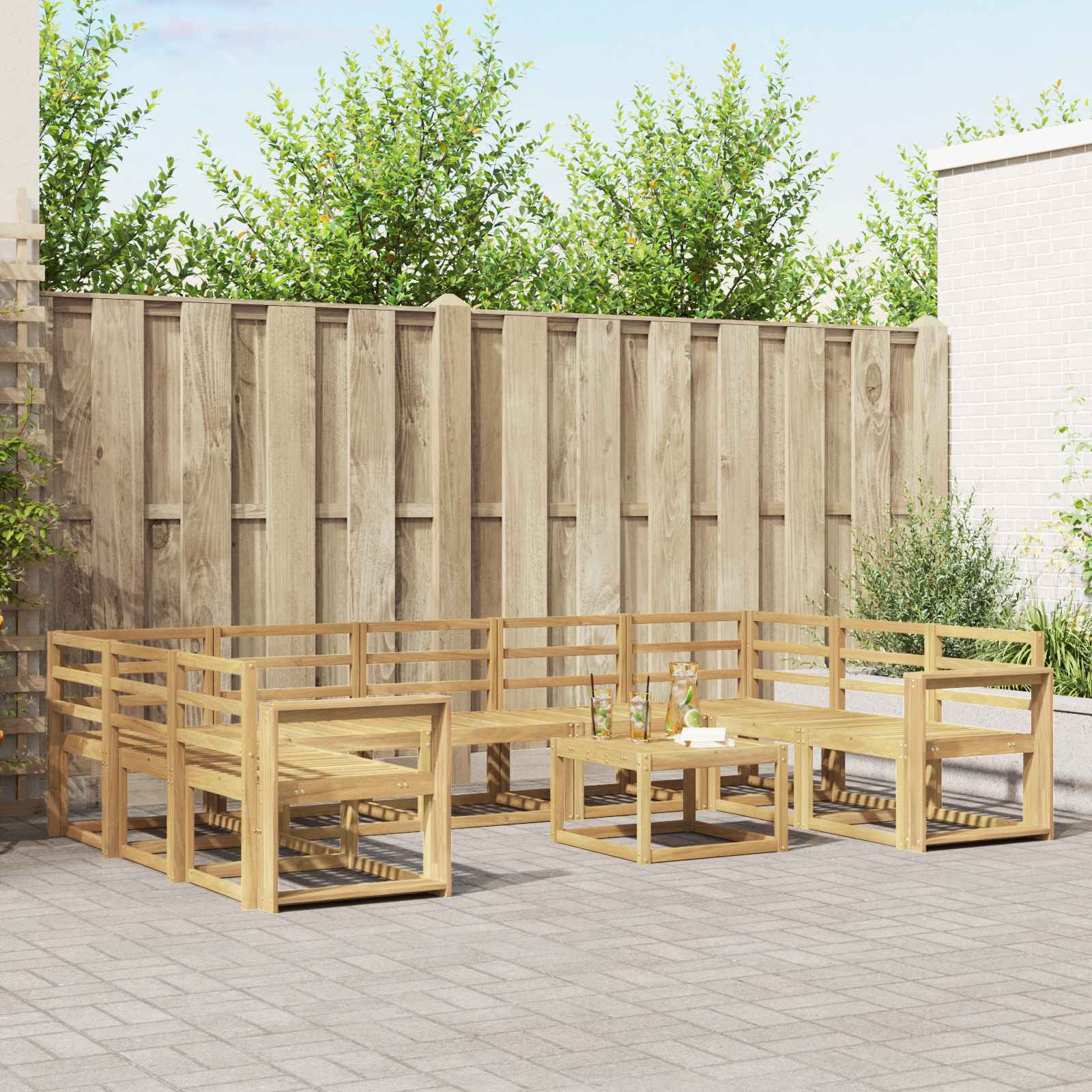 vidaXL Outdoor-Sofagarnitur 10 pcs Weiß Massivholz Akazie