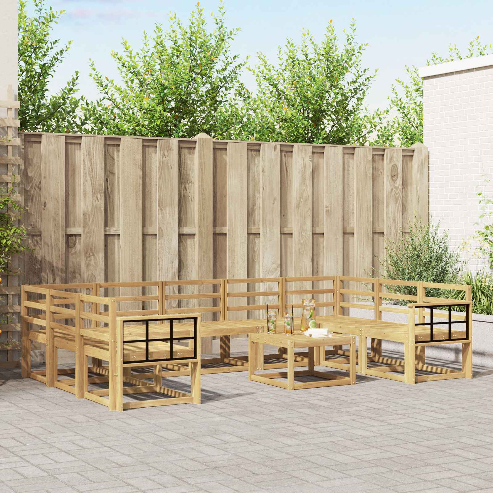vidaXL Outdoor-Sofagarnitur 10 pcs Weiß Massivholz Akazie