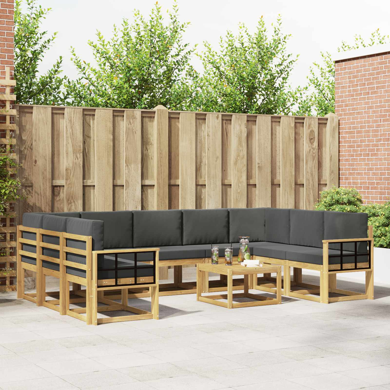 vidaXL Outdoor-Sofagarnitur 10 pcs Weiß und Anthrazit 59 x 59 x 37 cm