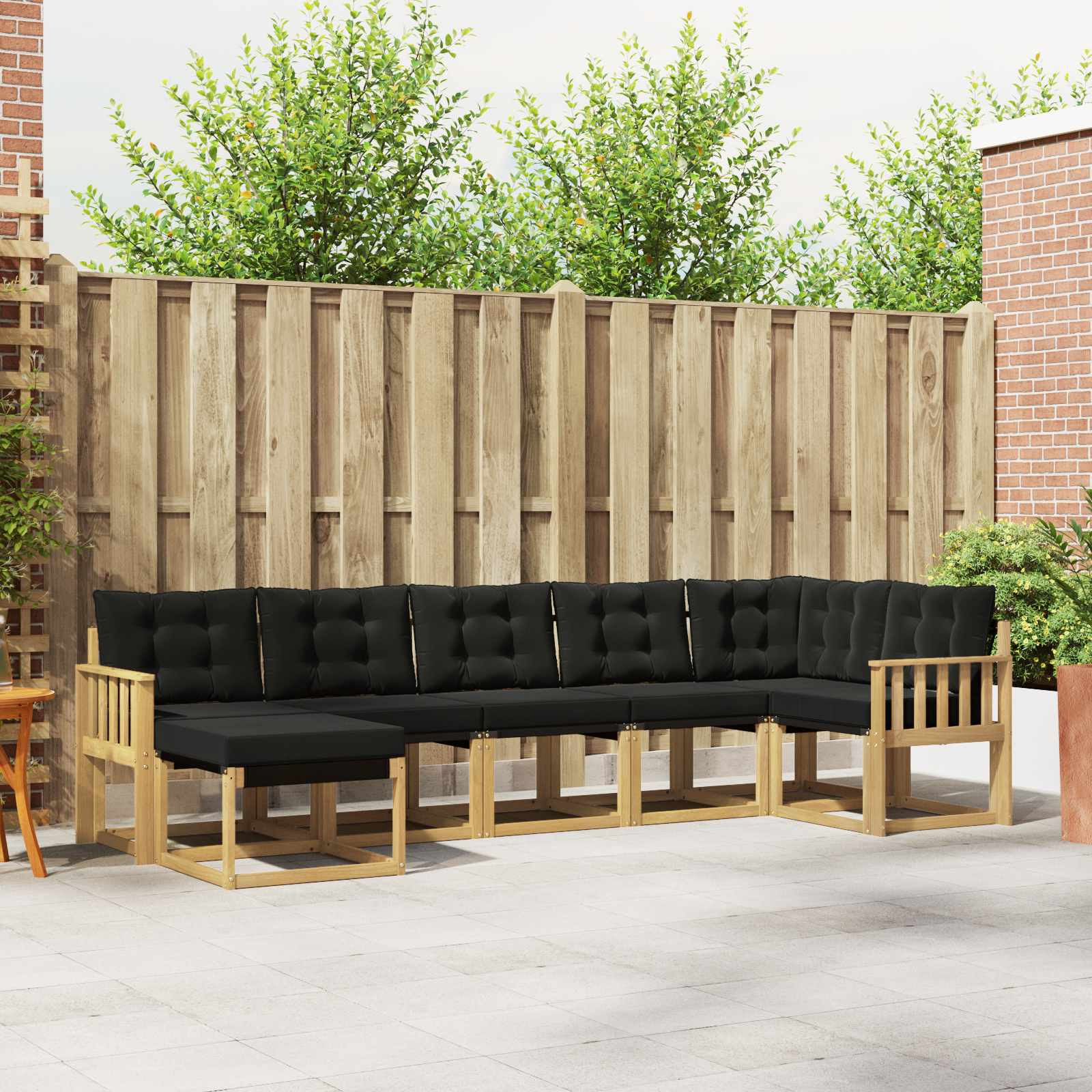 vidaXL Outdoor-Sofagarnitur mit Kissen 7 pcs Weiß und Schwarz