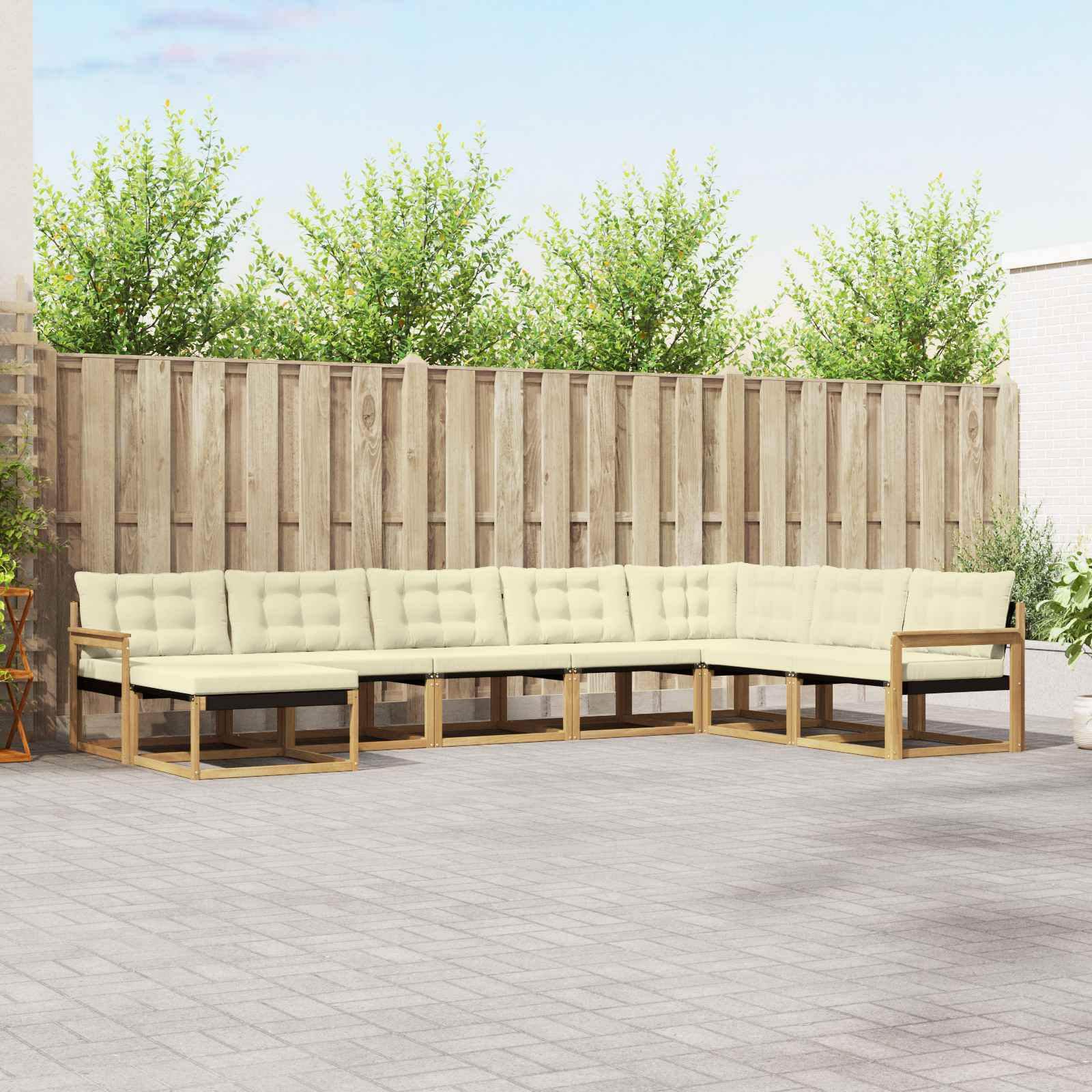 vidaXL Outdoor-Sofagarnitur mit Kissen 8 pcs Weiß und Creme