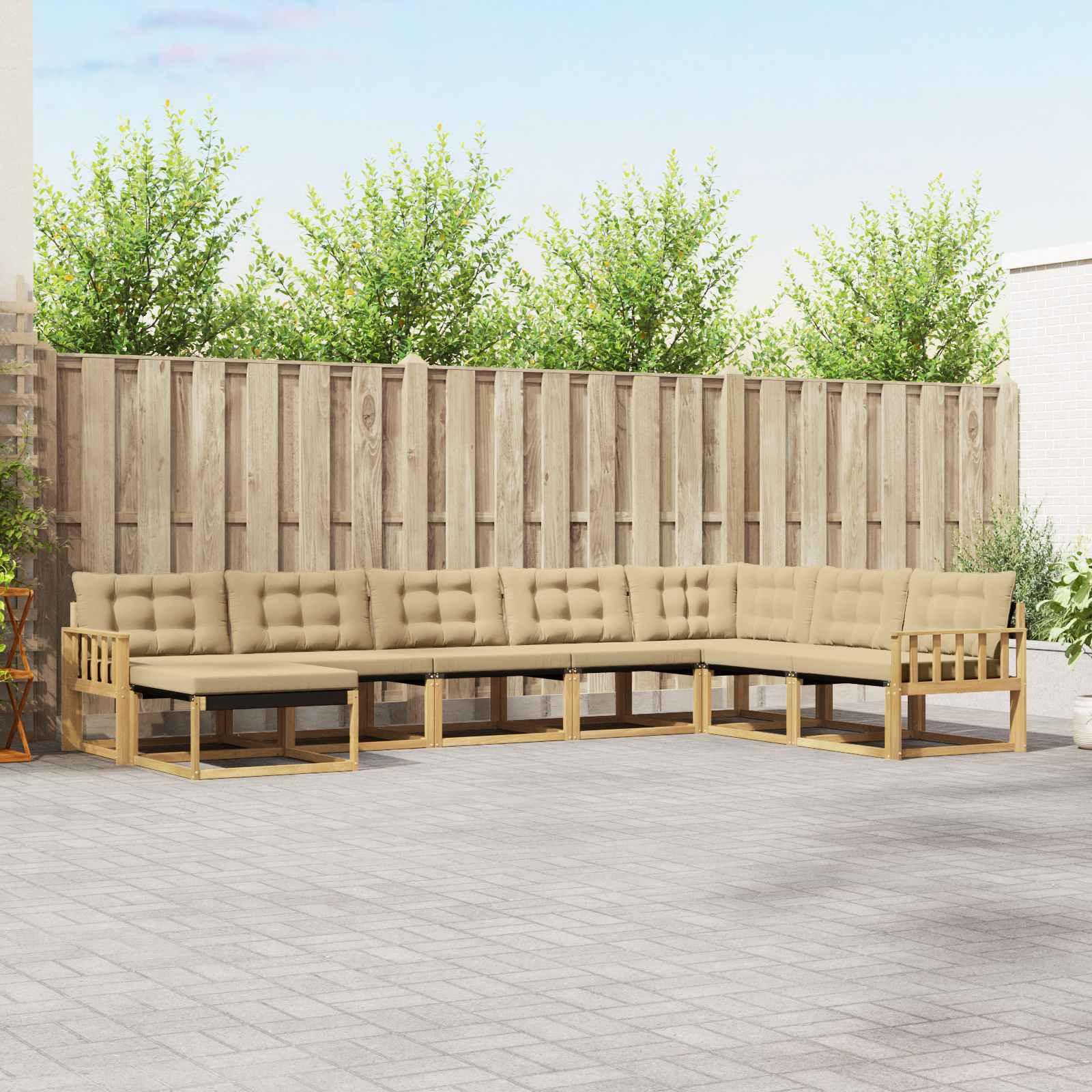 vidaXL Outdoor-Sofagarnitur mit Kissen 8 pcs Weiß und Beige