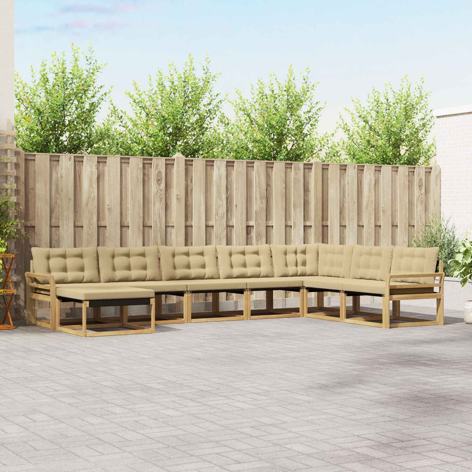 vidaXL Outdoor-Sofagarnitur mit Kissen 8 pcs Weiß und Beige