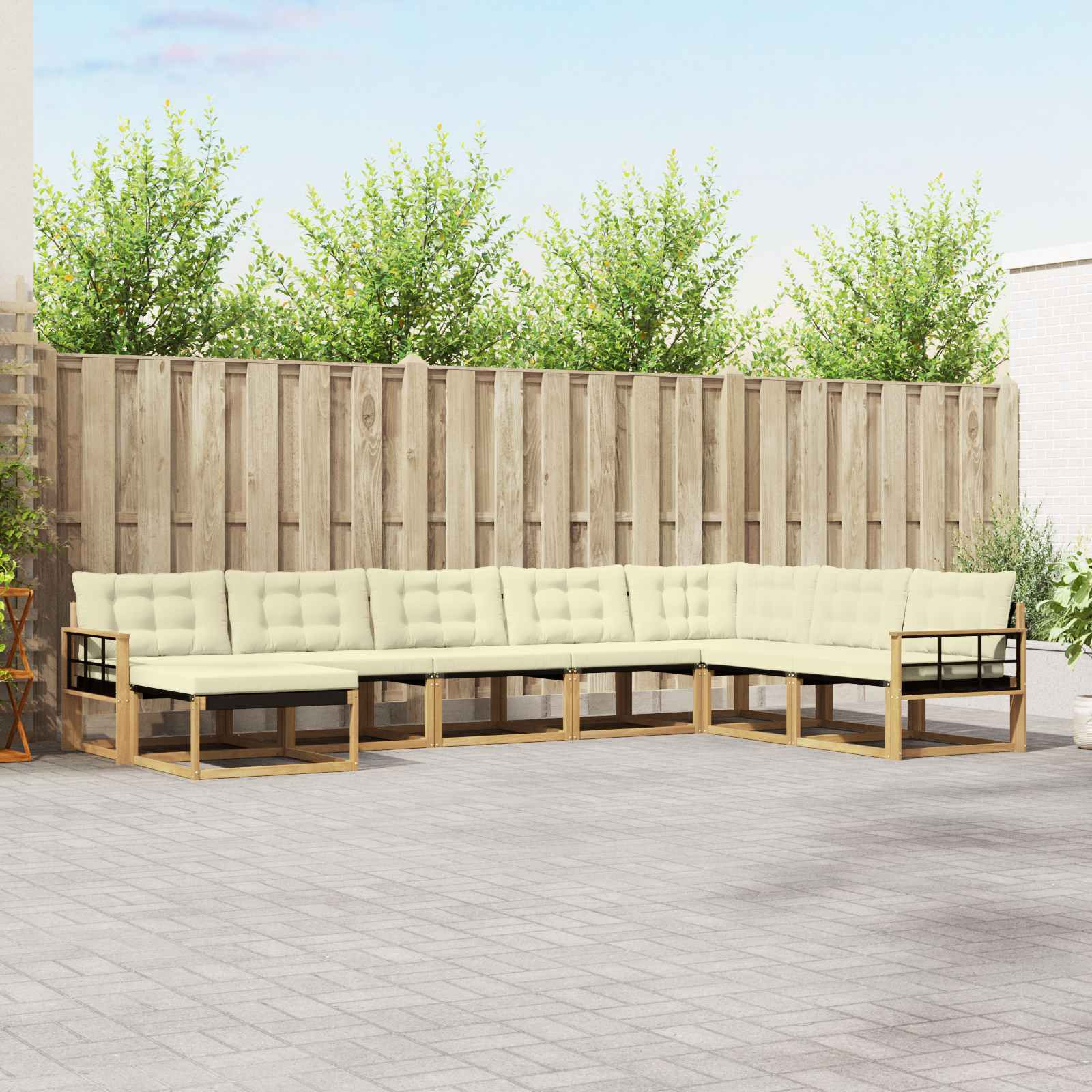 vidaXL Outdoor-Sofagarnitur mit Kissen 8 pcs Weiß und Creme