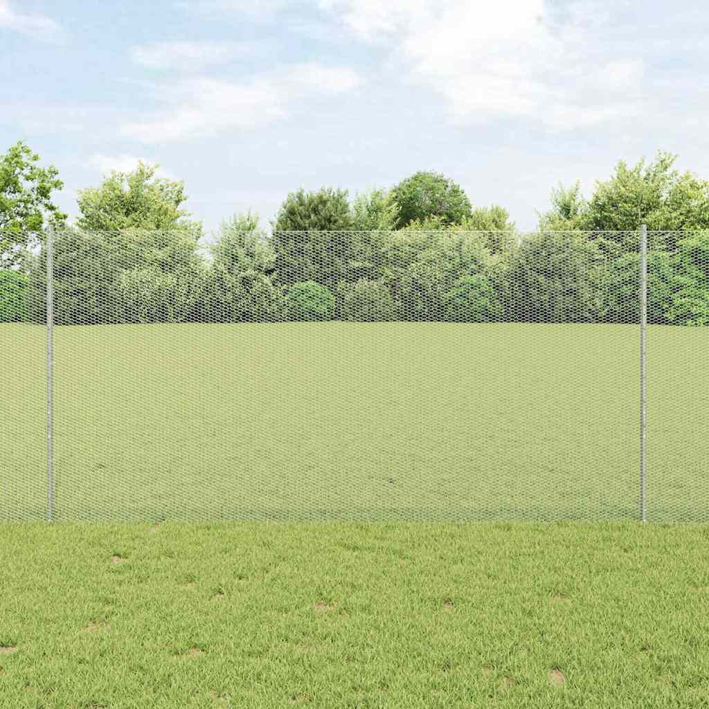 vidaXL Sechseckzaun mit Pfosten 50 x 1,2 m Verzinkter Stahl Silber