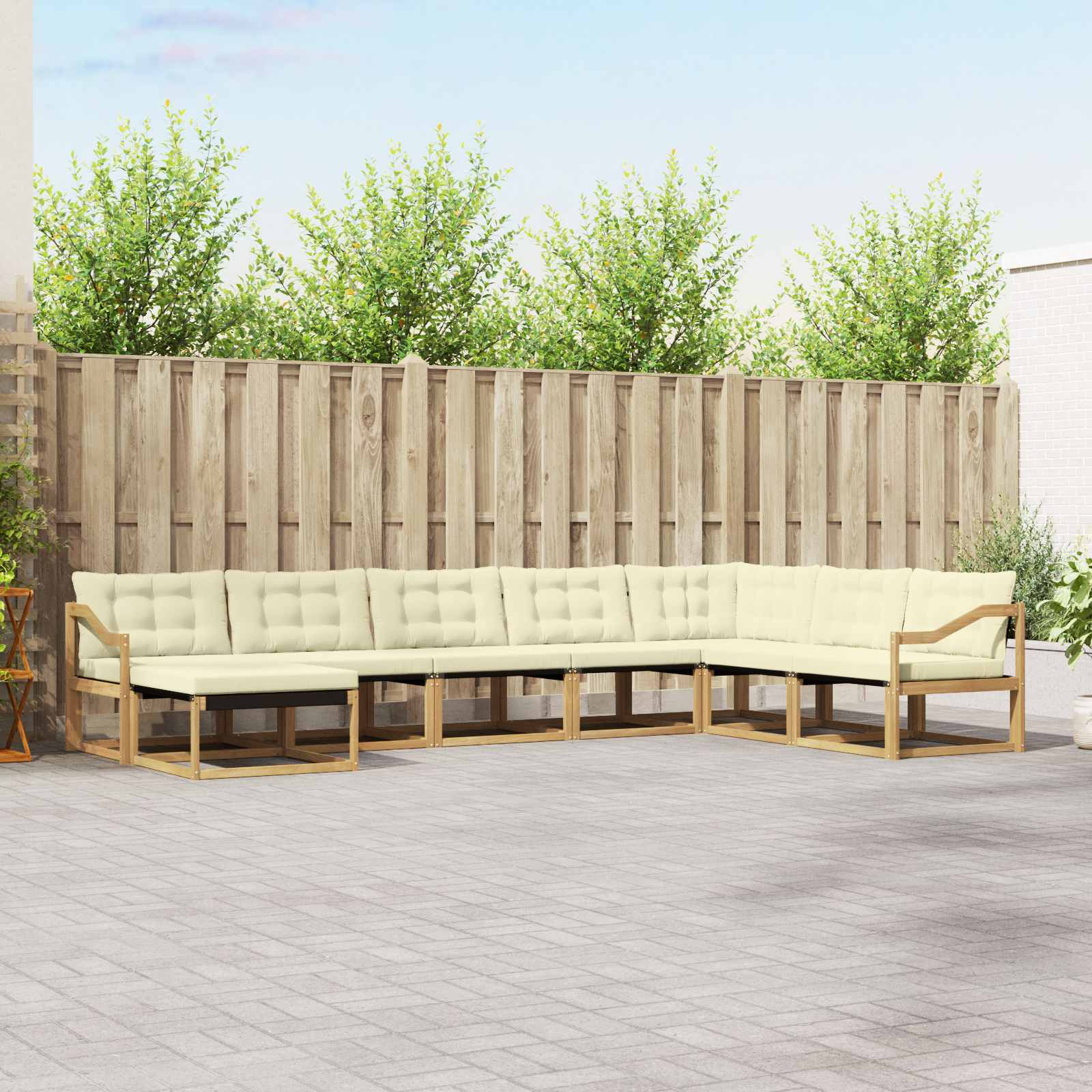 vidaXL Outdoor-Sofagarnitur mit Kissen 8 pcs Weiß und Creme