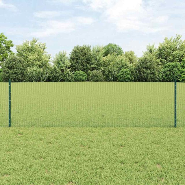 vidaXL Sechseckzaun mit Pfosten 100 x 0,6 m PVC-beschichteter Stahl