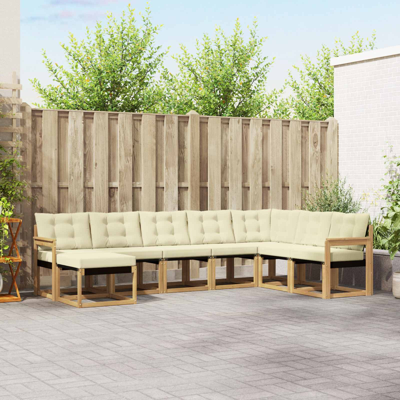 vidaXL Outdoor-Sofagarnitur mit Kissen 8 pcs Weiß und Creme