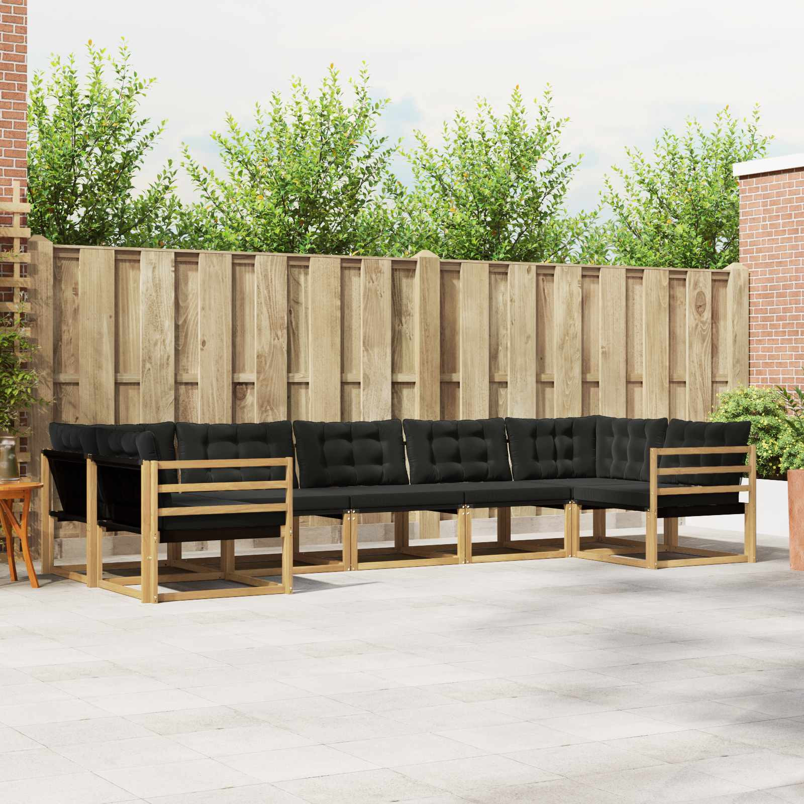 vidaXL Outdoor-Sofagarnitur mit Kissen 7 pcs Weiß und Schwarz