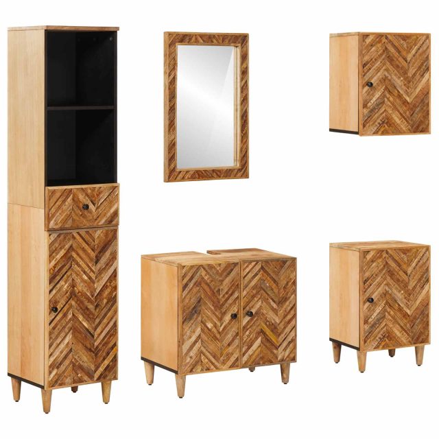 vidaXL Badezimmerschrank-Set mit Schubladen 5 pcs Massivholz Mango